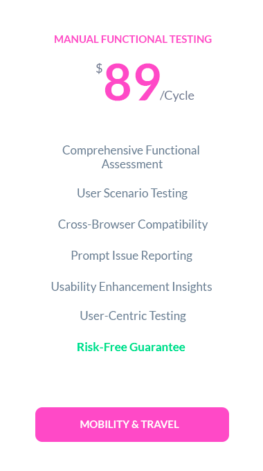 Manual Functional Testing for Mobility & Travel